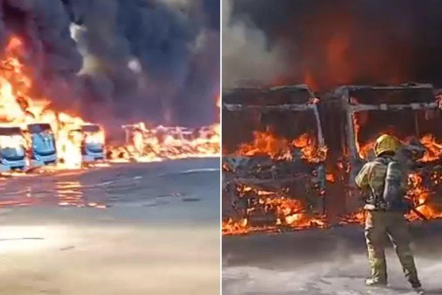 Imagem - Incêndio destrói 27 ônibus em garagem no bairro Dom Cabral, em Belo Horizonte